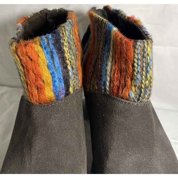 Toms Leila Chocolate Suede & Multicolor Yarn Bootie Mixed Textile Bootie Sz 7.5 - Picture 3 of 9